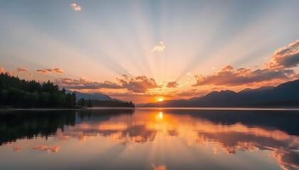 Lake sunset reflection sky clouds water nature landscape mountain scenic twilight dawn