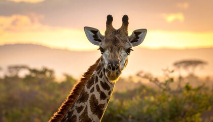 Close-up of a giraffe at sunset