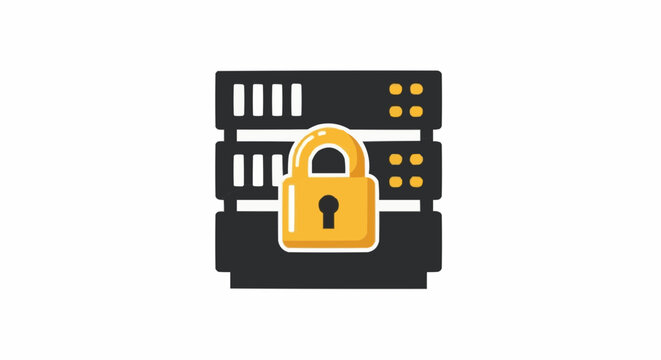 Secure server rack data protection locked data center security icon vector
