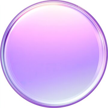 Circular, iridescent, smooth,  pastel purple button.  Gradient fades from light to dark purple