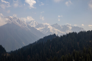 Almaty Kazakhstan mountains, fog, Medeu
