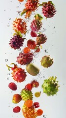 Exotic fruit splash composition vertical