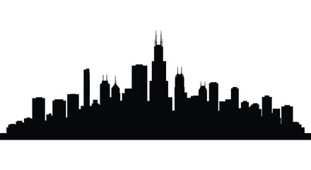 Fototapeta premium Dramatic black skyline of a modern city against a white background silhouette