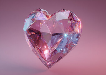 Ai heart-shaped crystal artwork reflects light and colors in a creative display of beauty and elegance