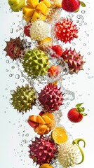 Colorful exotic fruits splash