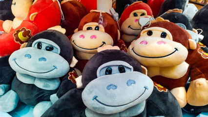 Obraz premium colorful monkey cloth toys, picture clicked at VGN Marine kingdom, Chennai, Tamil Nadu, South India, India