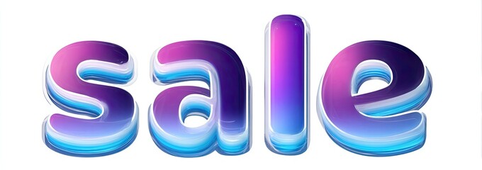 Sale text with vibrant, 3D, gradient colors