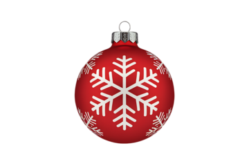 A Classic Red Christmas Ornament Featuring an Intricate Snowflake Design, Perfect for Festive Decorations Isolated on transparent background, cutout	
