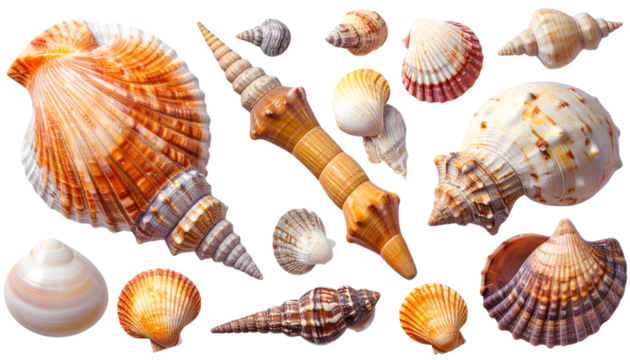 Assorted Seashell Collection, Coastal and Beach Decor Elements, Transparent PNG