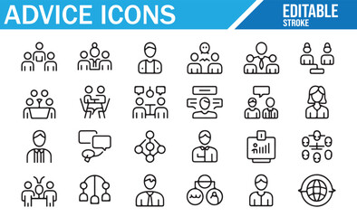 Organization Structure Icons – Network, Manager, Team – Outline