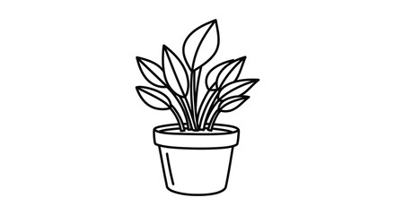 Simple line drawing of a potted plant in a minimalist style silhouette