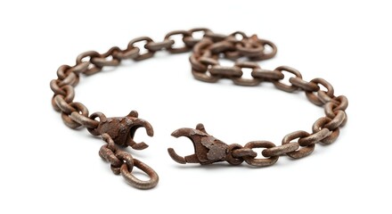 Broken rusty chain symbolizing freedom and overcoming challenges, representing the concept of liberation