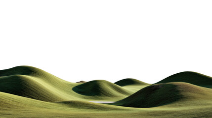 Rolling Landscape with Hilly Terrain: A minimalist rendering of rolling hills forms a harmonious composition of curves and shadows in a light-filled visual narrative. 