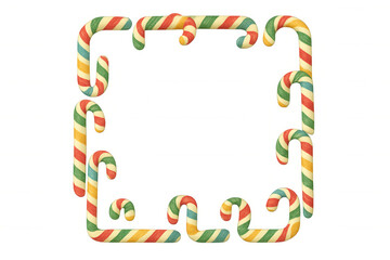 Obraz premium Candy cane frame creating sweet border for christmas design with colorful stripes and blank space, transparent background