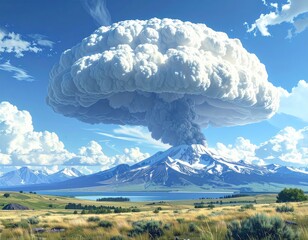 Dramatic cumulonimbus cloud over mountain range
