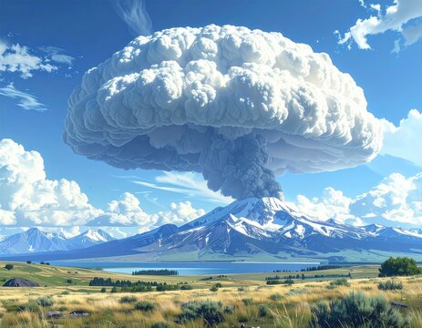 Dramatic cumulonimbus cloud over mountain range - Powered by Adobe