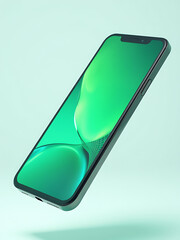 smartphone screen displays vibrant green background subtle grid overlay device rotates