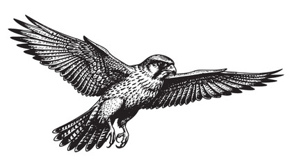 flying Falcon engraving vector style