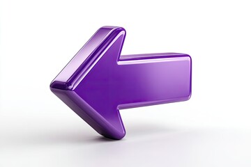 Purple left-pointing arrow, glossy 3D