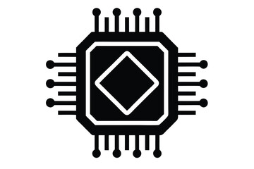 microchip icon silhouette vector illustration