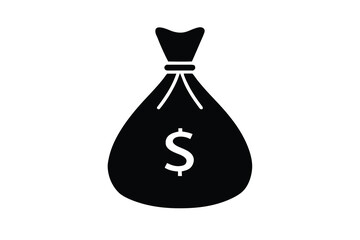 money bag icon silhouette vector illustration