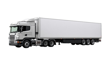 Commercial Truck at Standstill: A pristine commercial truck, a symbol of transport and logistics, stands ready, showcasing its sleek design and essential function in the realm of cargo transportation.