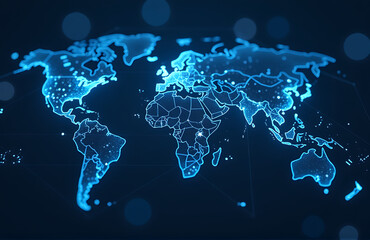 futuristic global network high definition illuminated soft blue light showcasing complex web interconnected