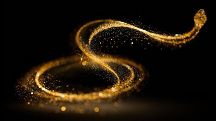 Obraz premium Golden swirling particles on a black backdrop