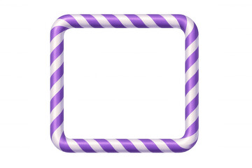 Purple candy cane striped rounded frame creating a sweet border concept, isolated on transparent background