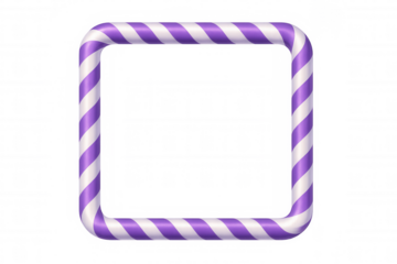 Purple candy cane striped rounded frame creating a sweet border concept, isolated on transparent background