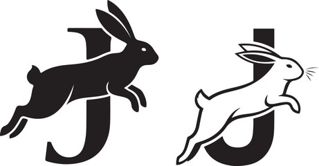 Obraz premium Rabbit Leaping Over the Letter J