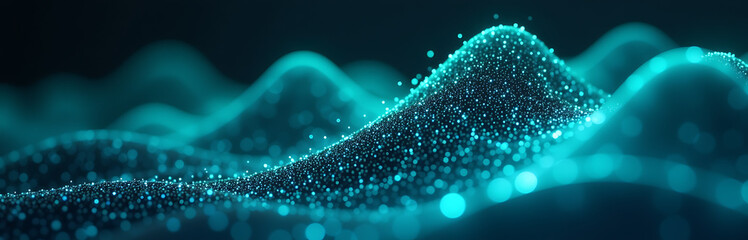 blurred dynamic swirling digital wave pattern darkened screen illuminated soft ambient light