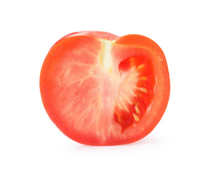 Half of ripe red tomato isolated on white