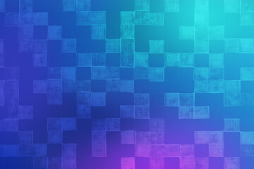 Geometric abstract background featuring a grid of squares with a textured, handdrawn appearance, set against a smooth gradient transitioning from deep blue to vibrant turquoise and purple