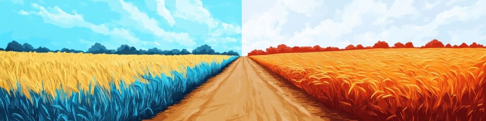 Creative abstract autumn harvest landscape with flat illustration style for commercial advertising background design and seasonal business poster concepts.