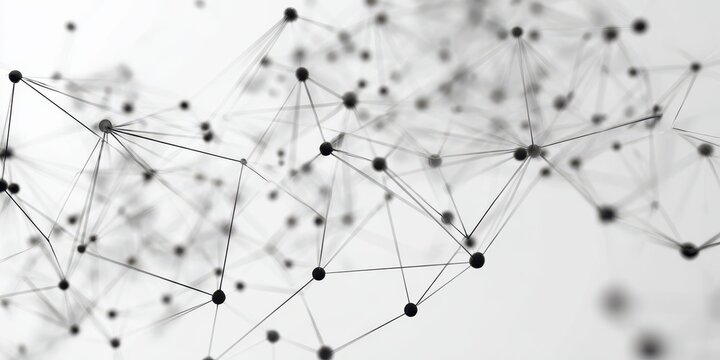 Network of Connections: An abstract visual representation of interconnected nodes and lines, illustrating the complex structure of networks and relationships within the digital realm.