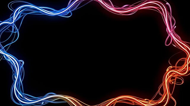 Exuding a sense of energy, the Electric wire Border Frame snaking in zigzag paths captures attention as it undulates gently, with ribbons of electric colors spiraling around it against a