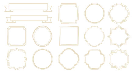 Elegant golden frame collection for invitations and monograms enhances any design with luxury and style, perfect for branding and decorative elements