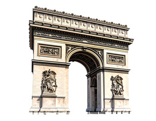 Fototapeta premium Triumphal arch, neoclassical style, ornate carvings, relief sculptures, monumental stone structure, detailed facade, symmetrical design, large archway