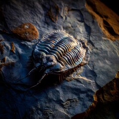 F&oacute;sil de trilobites en la roca