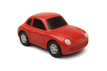 Red toy car isolated on transparent background