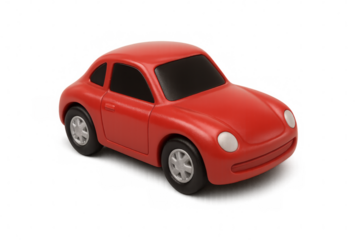 Red toy car isolated on transparent background