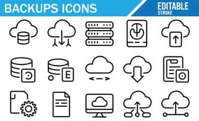 Backup and Sync Symbols – Minimal Monoline UI Pack