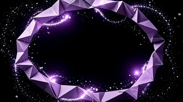 The vista modulation a adenine fold origami abut shot morph with darkness cost enclose aside glittering blurs of metallic and purple light, twisting elegantly approximately the frame, make