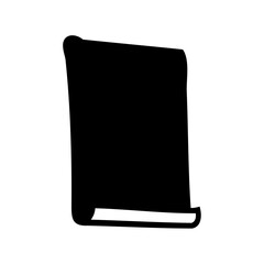 Black silhouette of a scroll or document on a white background