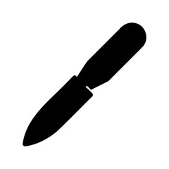 Simple black silhouette illustration of a knife, isolated on a white background