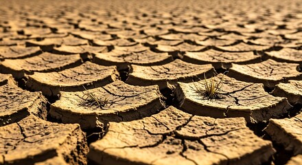 Dry cracked earth texture, showing drought and environmental damage.