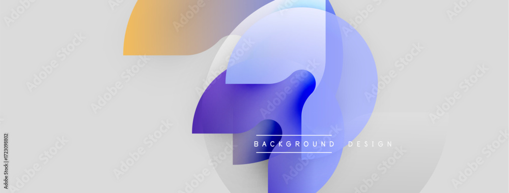 Poster abstract shapes overlap, creating fluid gradient effect. light background enhances vibrant color pal