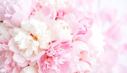 Close-up bouquet of pink and white peonies