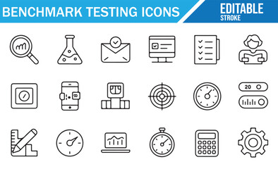 Benchmark and QA Line Icons – Minimal Editable Stroke Vector Pack